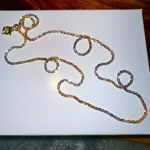 Tri colored 18” chain. Gold over silver.